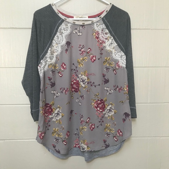 Rewind Tops - Rewind • 3/4 Sleeve Multi Texture Shirt XLarge